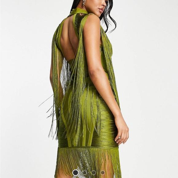 Elegant Green Fringe Dress - Picture 3 of 3